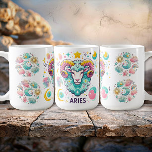 Taza De Café Signo zodiacal Aries Colorido Astrología