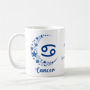 Taza De Café Signo zodiacal Cáncer Astrología Cumpleaños Azul B