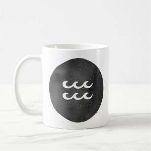Taza De Café Signo zodiacal de Acuario en negro y blanco