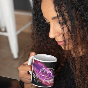 Taza De Café Signo zodiacal de Aries constelación rosa púrpura