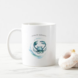 Taza De Café Signo zodiacal de cáncer de acuarela | Monograma