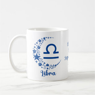 Taza De Café Signo zodiacal Libra Astrología Cumpleaños Azul Bl