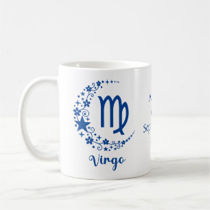 Taza De Café Signo zodiacal Virgo Astrología Cumpleaños Azul Bl