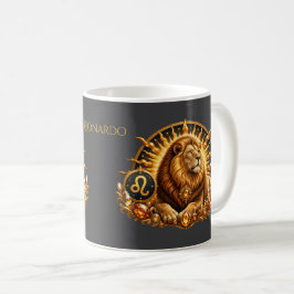 Taza De Café Signo Zodíaco Leo Personalizado en Oro