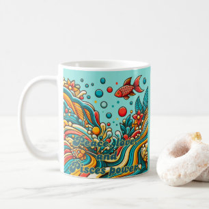 Taza De Café Signo Zodiaco Piscis Vintage al estilo de los 60