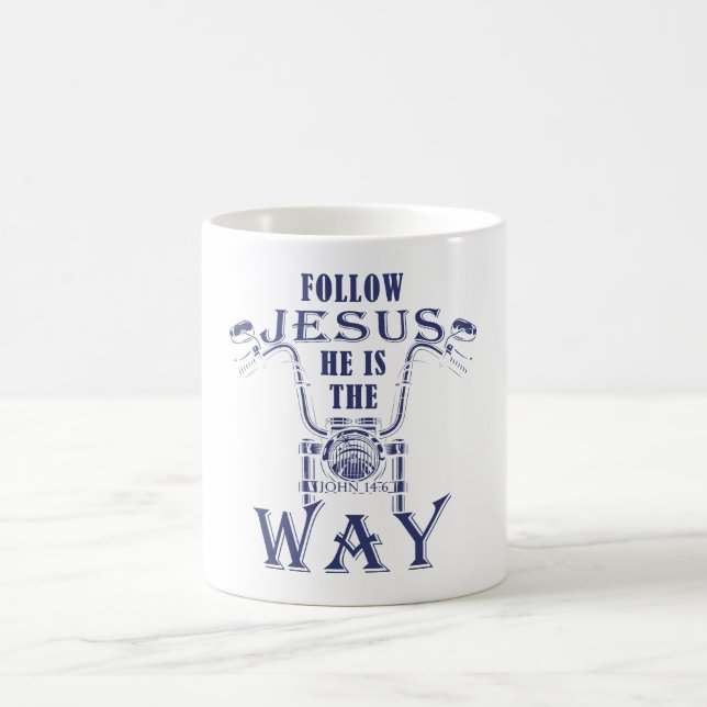 Taza De Café Sigue a Jesús Él es el camino de la motocicleta cr (Centro)