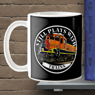 Taza De Café Sigue jugando con el tren diesel negro Naranja de 