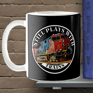 Taza De Café Sigue jugando con la locomotora diesel Naranja de 