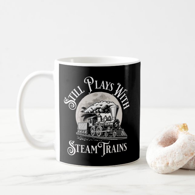 Taza De Café Sigue jugando con trenes de vapor para el ventilad (Con donut)