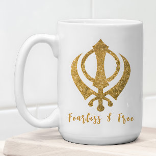 Taza De Café Sikh Khanda "Sin miedo y libre"