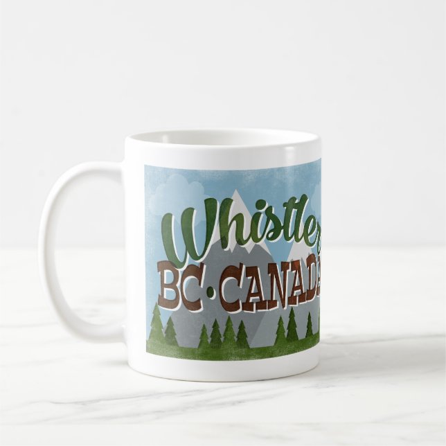 Taza De Café Silbador Canadá Montañas de nieve retro divertido (Izquierda)