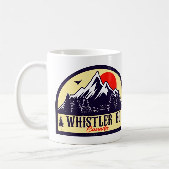 Taza De Café Silbato Columbia Británica Canadá Esquí Minimalist (Izquierda)
