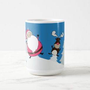 Taza De Café Silencio de nombre personalizado de Santa y Reinde