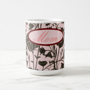 Taza De Café Silencio floral blanco para el Día de la Madre