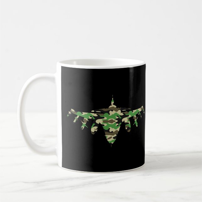 Taza De Café Silhouett de aviones de combate de caza de camufla (Izquierda)