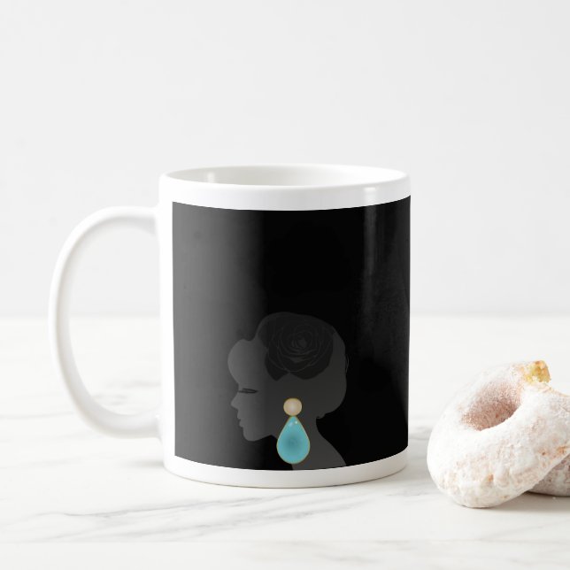 Taza De Café Silhouette Black Woman Dark Glamour (Con donut)