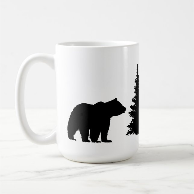 Taza De Café Silhouette de árbol y oso (Izquierda)