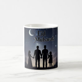 Taza De Café Silhouette de la familia Eid Mubarak