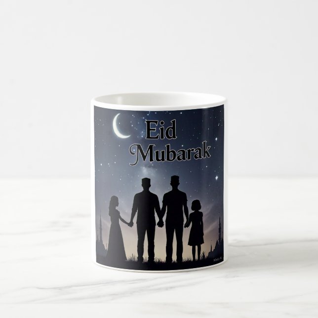 Taza De Café Silhouette de la familia Eid Mubarak (Centro)
