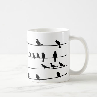 Taza De Café Silhouette de pájaros en alambres