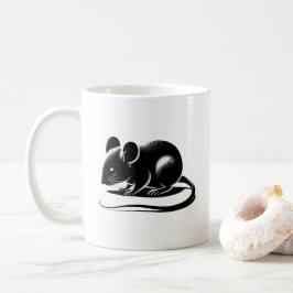 Taza De Café Silhouette d'un rat curieux.