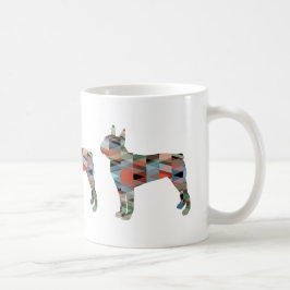 Taza De Café Silhouette geométrica colorida de Boston Terrier