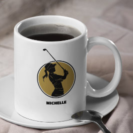 Taza De Café Silhouette Gold Ladies Golf