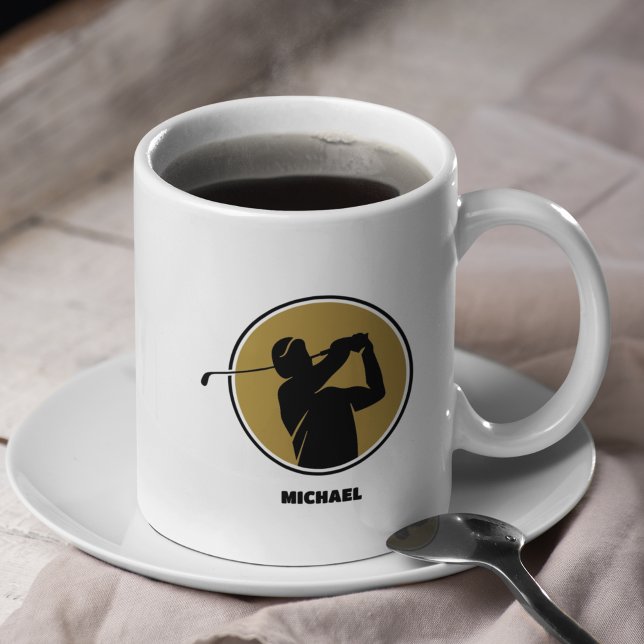 Taza De Café Silhouette Gold Mens Golf (Subido por el creador)