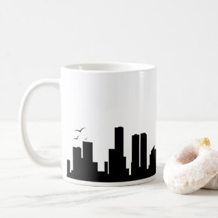 Taza De Café Silhouette minimalista De La Ciudad