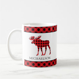 Taza De Café Silhouette Moose de Navidad Rojo Rústico en Búfalo