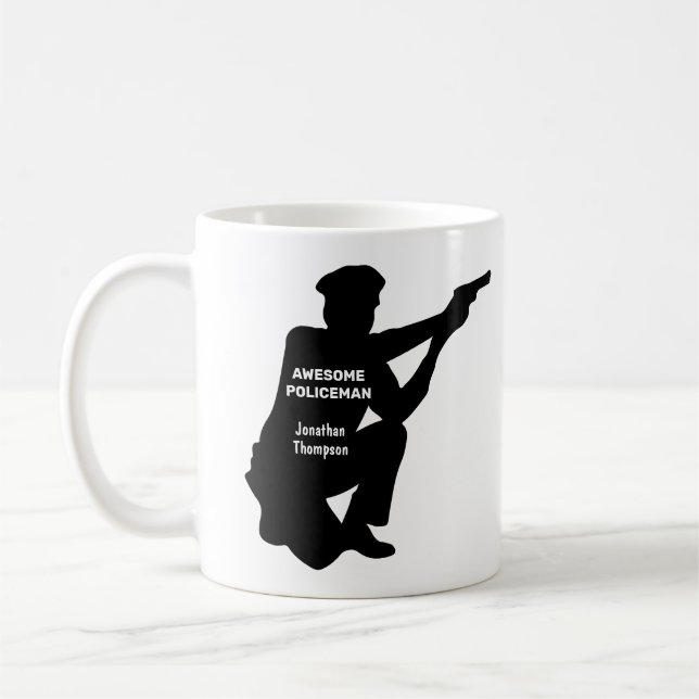 Taza De Café Silhouette Patrolman Personalizado Café Mug (Izquierda)