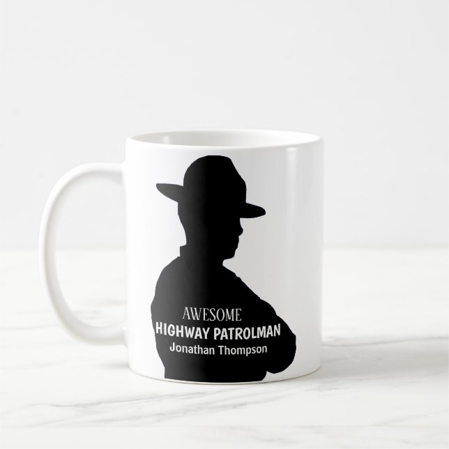 Taza De Café Silhouette Personalizada Highway Patrolman (Izquierda)