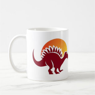 Taza De Café Silhouette Red Stegosaurus Sunset