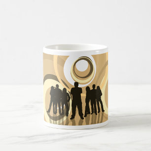 Taza De Café Silhouette retro con círculos abstractos
