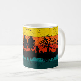 Taza De Café Silhouette Sunset - Paisaje natural de los bosques