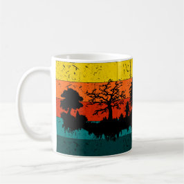 Taza De Café Silhouette Sunset - Paisaje natural de los bosques