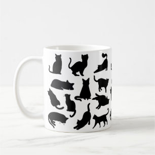 Taza De Café Silhouettes de gato negro y blanco