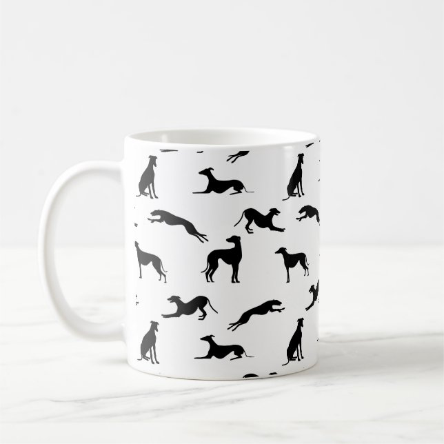 Taza De Café Silhouettes de Greyhound Greyhound - Negro sobre b (Izquierda)