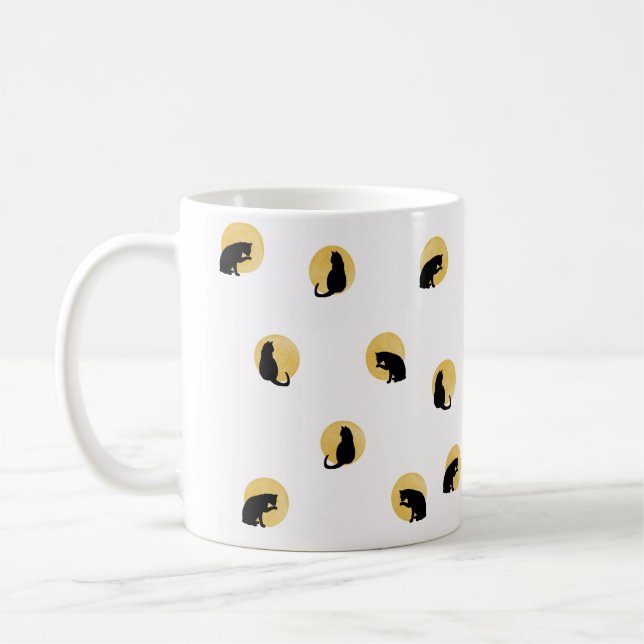 Taza De Café Sílice gata elegante simple Círculos dorados blanc (Izquierda)