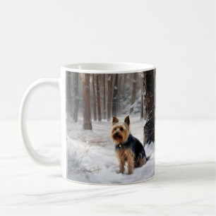 Taza De Café Silky Terrier deja que nieve Navidades