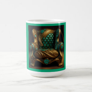 Taza De Café Silla De Brazo De Lujo Verde Y Dorado