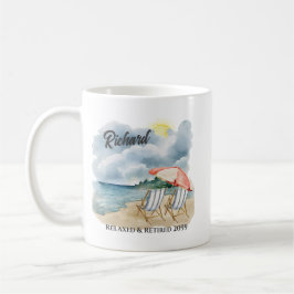 Taza De Café Silla de playa de jubilación temática