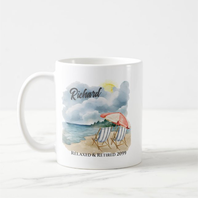 Taza De Café Silla de playa de jubilación temática (Izquierda)