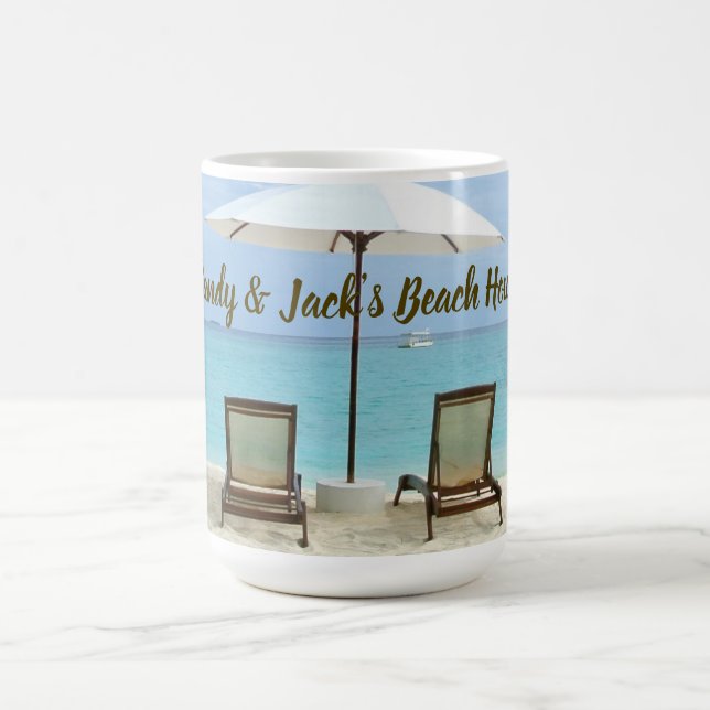 Taza De Café Sillas personalizadas de Beach House en arena (Centro)