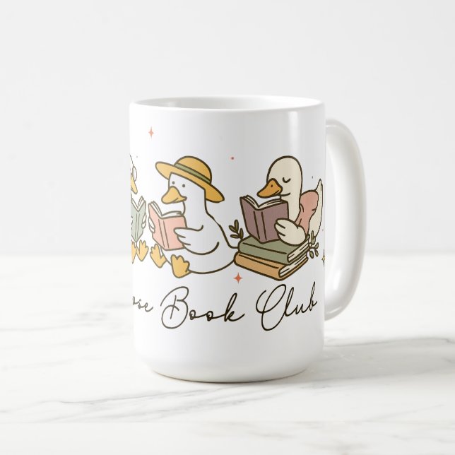 Taza De Café Silly Goose Book Club Reading  (Anverso derecho)