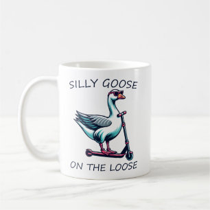 Taza De Café Silly Goose en la floja patineta de ganso en Scoot