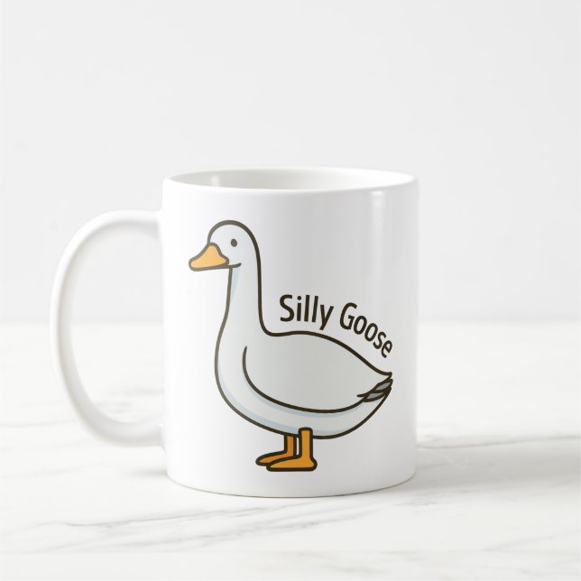 Taza De Café Silly Goose Funny Cartoon Goose (Izquierda)