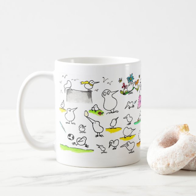 Taza De Café Silly Kiwi Birg, por Nicole Janes (Con donut)