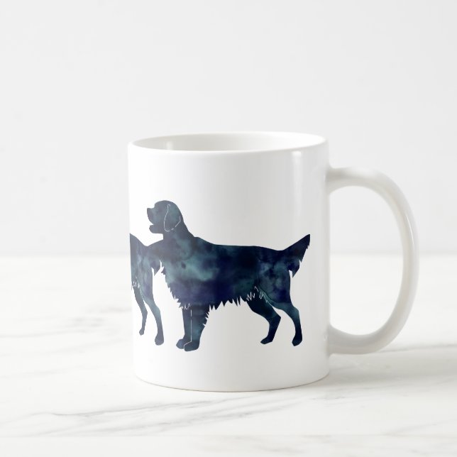 Taza De Café Silueta acuarela negra de Golden Retriever (Derecha)