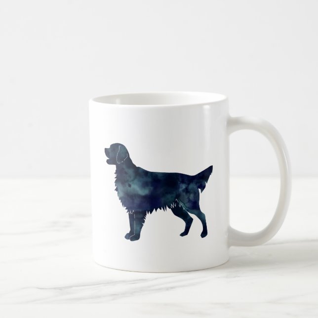 Taza De Café Silueta acuarela negra de Golden Retriever (Derecha)
